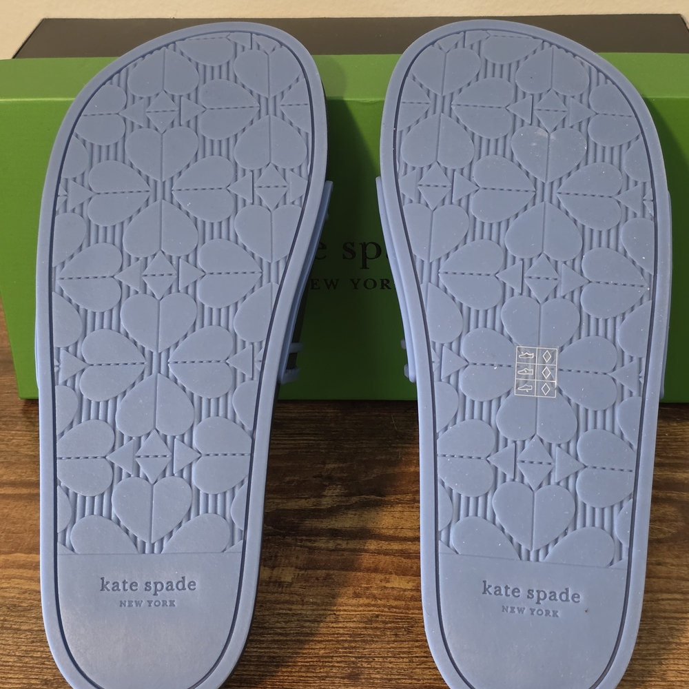 Kate Spade Dark Blue Slides with Light Blue Trim - Picture 4 of 5